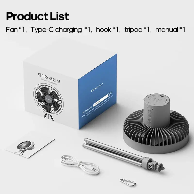 10000mAh 4000mAh Camping Fan Rechargeable Desktop Portable Circulator Wireless Ceiling Electric Fan with Power Bank LED Lighting Nova Trendz