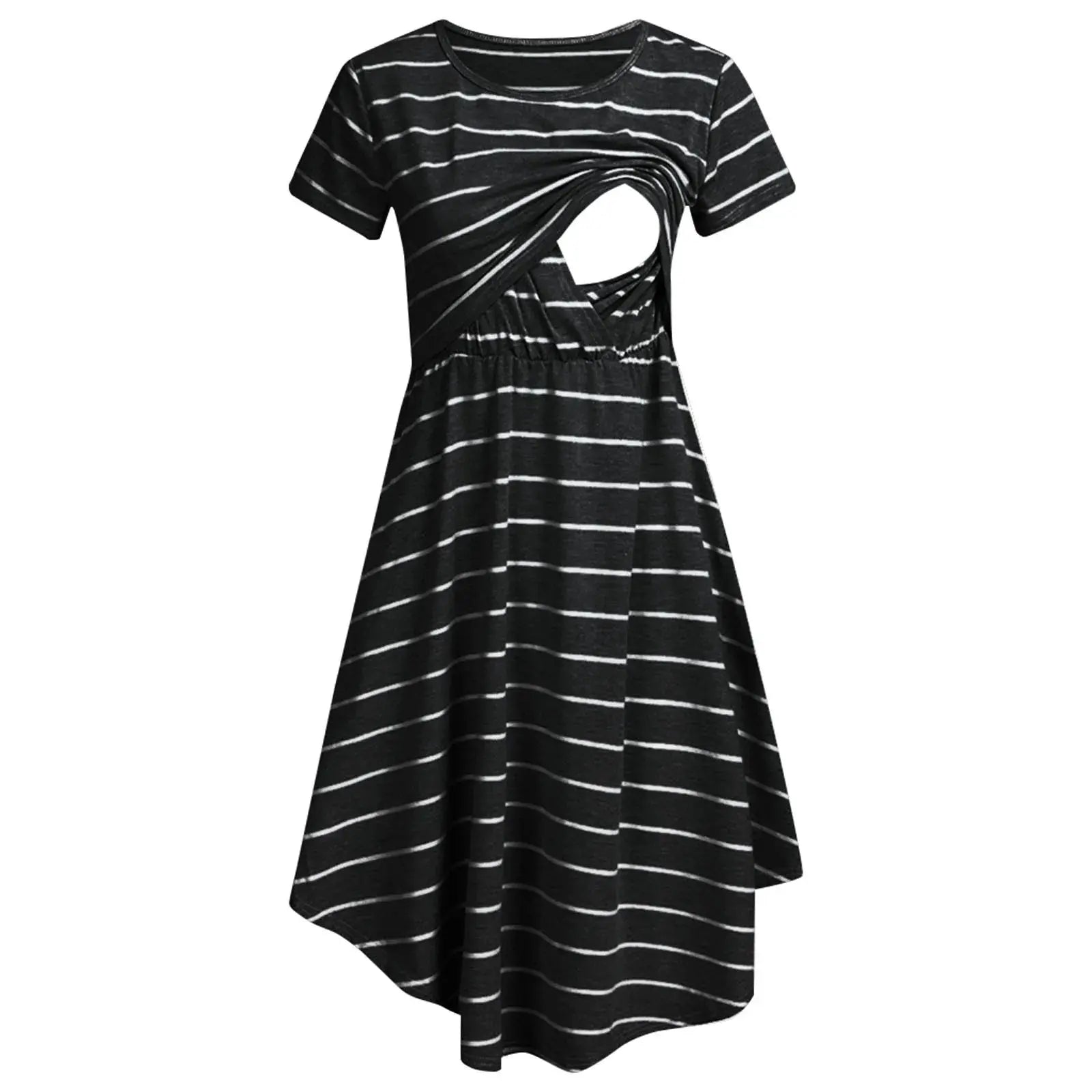 Summer Maternity Care Striped Dresses Women Maternity Casual Striped Short Sleeve Nursing Dress Clothes For Pregnant Women Nova Trendz