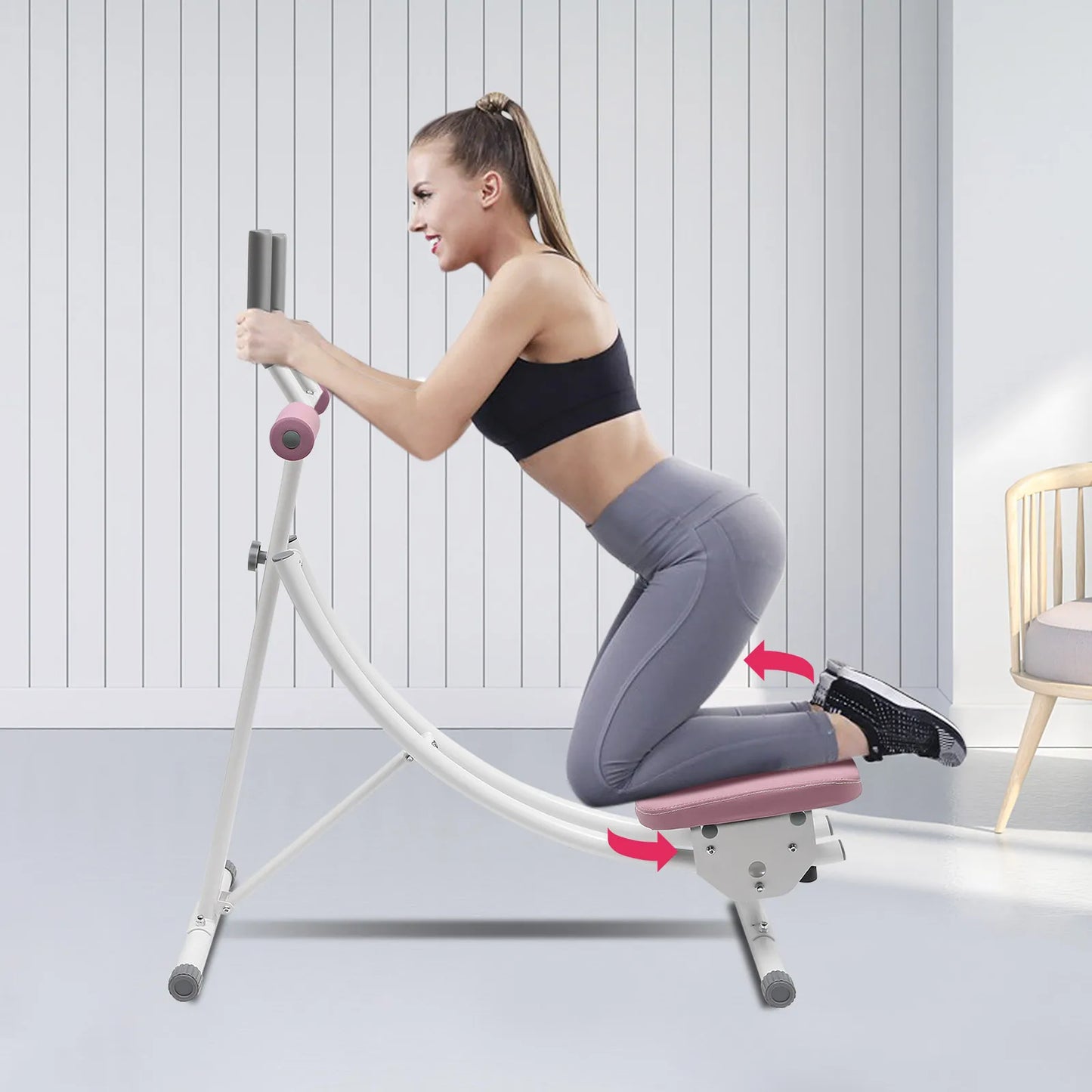 Ab Machine, 150kg/330lbs Weight Capacity, Foldable, Core & Abdominal Exercise Fitness Equipment for Home Gym