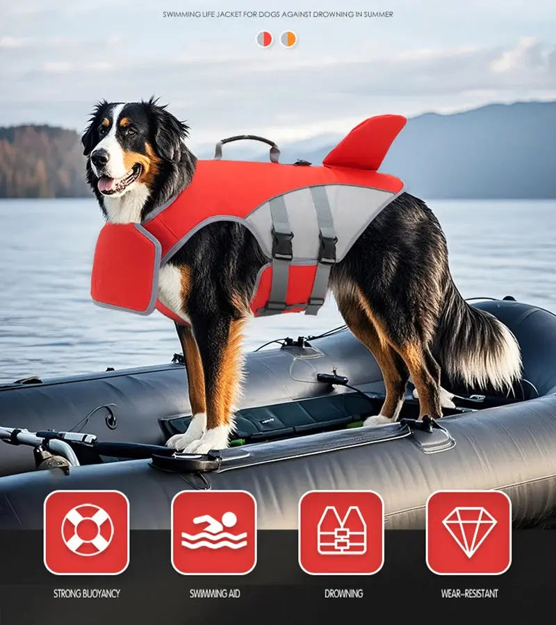 New Pet Swimming Life Jacket Shark Fin Shape Safety Vest for Dog in Summer Adjustable in Pool or Surfing Drifting Dog Life Vest - Nova Trendz