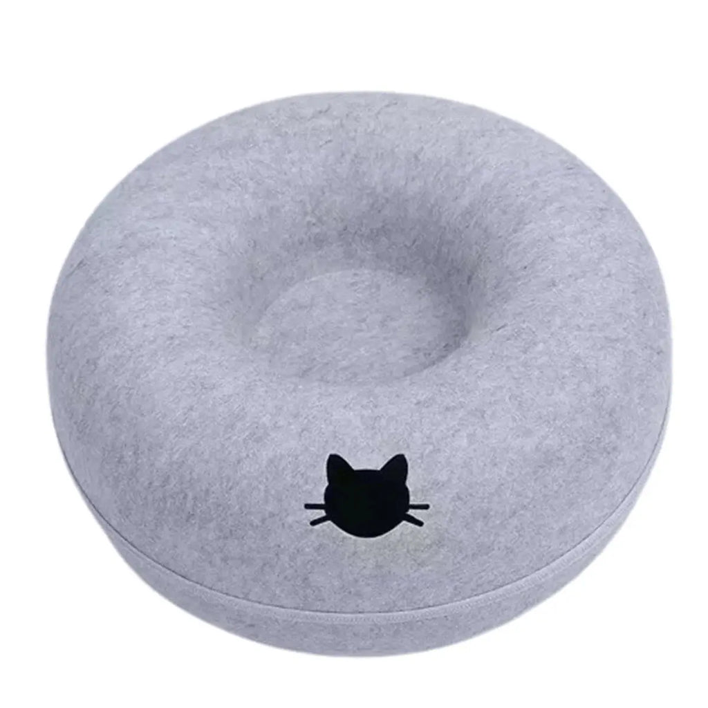 Felt Donut Bed for Cats House With Breather Hole Dog Bed Interactive Play Toys for Cats to Hide 2 in 1 Tunnel for Cats Bed - Nova Trendz