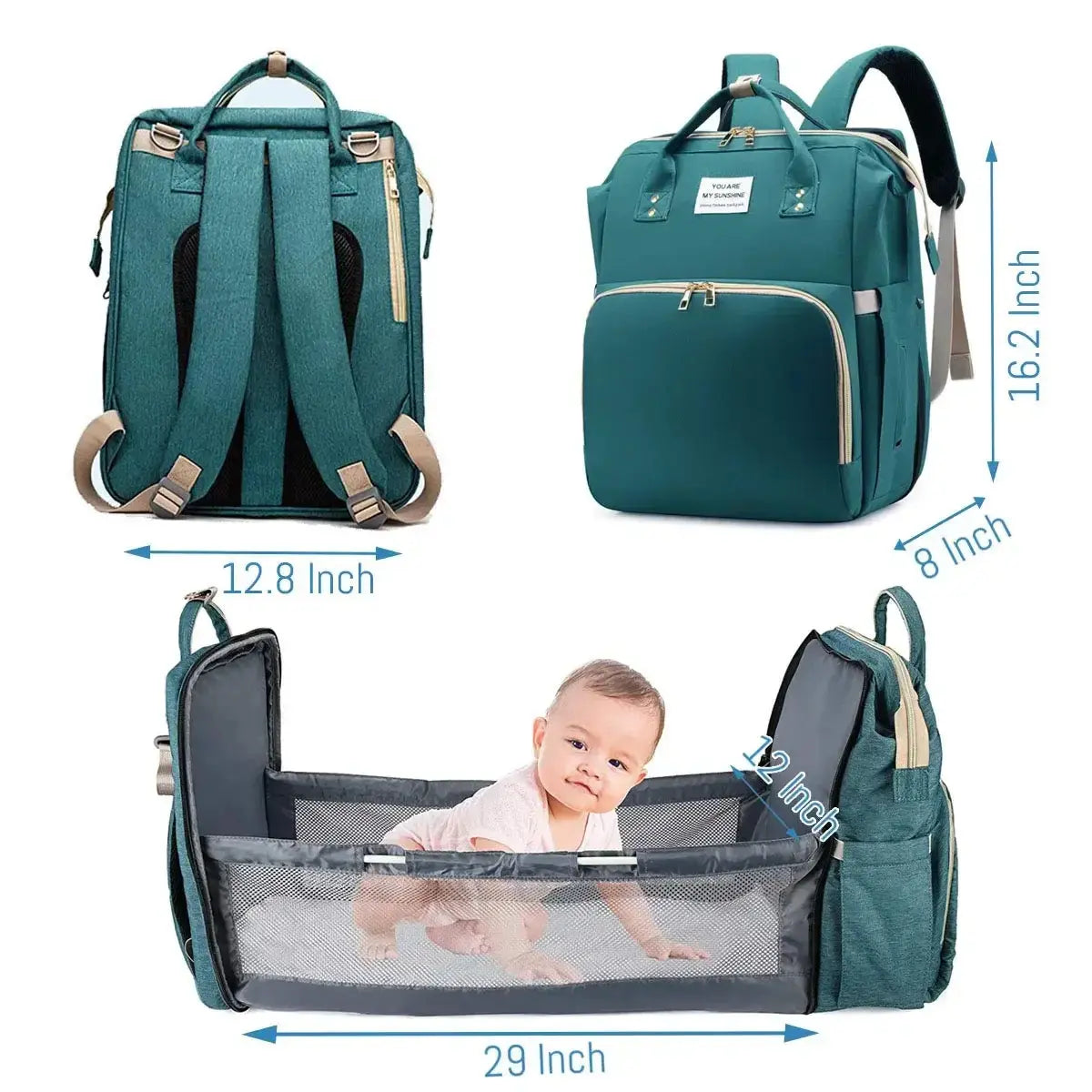 3 In 1 Diaper Bag Backpack Foldable Baby Bed Waterproof Travel Bag with USB Charge Diaper Bag Backpack with Changing Bed 3 types Nova Trendz