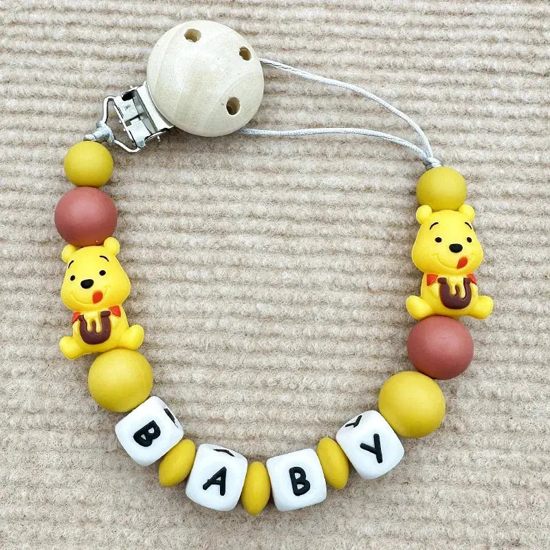 Personalize Silicone Letters Name Baby Popular Silicone Bead Pendant Pacifier Clips Chains Holder Teether Baby Kawaii Toy Gifts Nova Trendz
