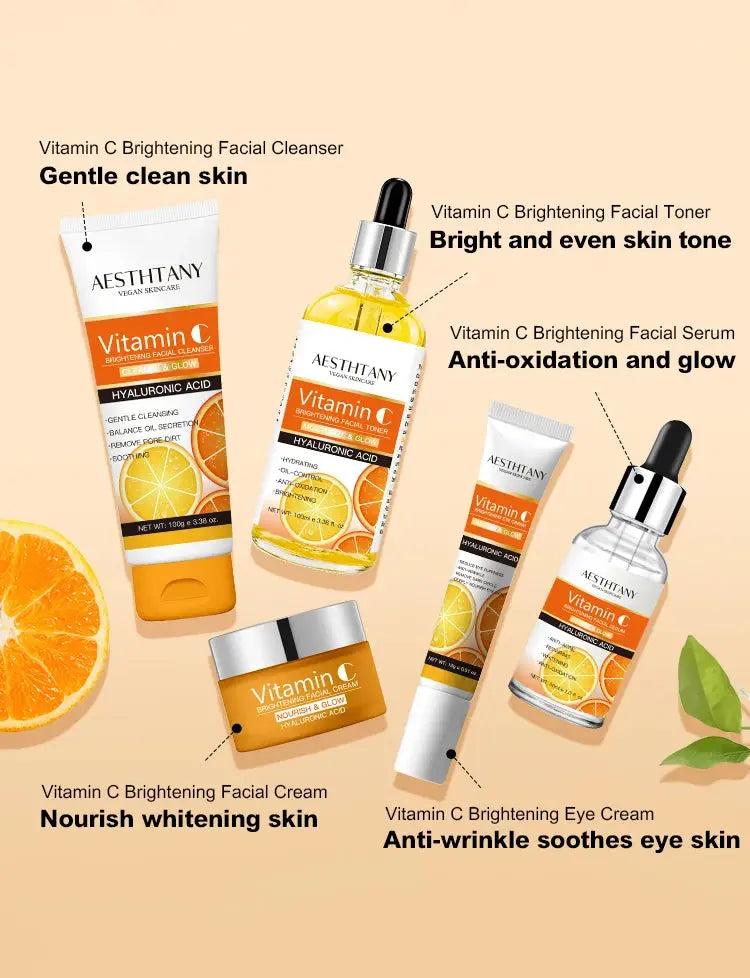 Natural Vitamin C Skin Care Set Moisturizing Hyaluronic Acid Skin Care Kit 5PCS Women Beauty Set Nova Trendz