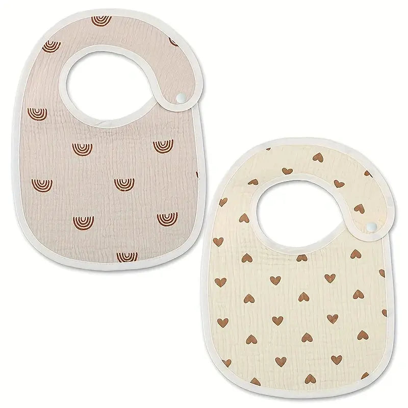 2pcs Newborn Baby Cotton Gauze Bibs Waterproof Infant Boys Girls Burp Cloths Printing Scarf Toddler Saliva Towel Feeding Stuff Nova Trendz