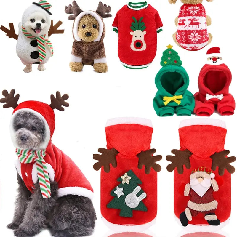 Christmas Dog Clothes for Small Medium Dogs Pet Costume Chihuahua Pets Hoodies Warm New Year Dog Clothing Yorkshire - Nova Trendz