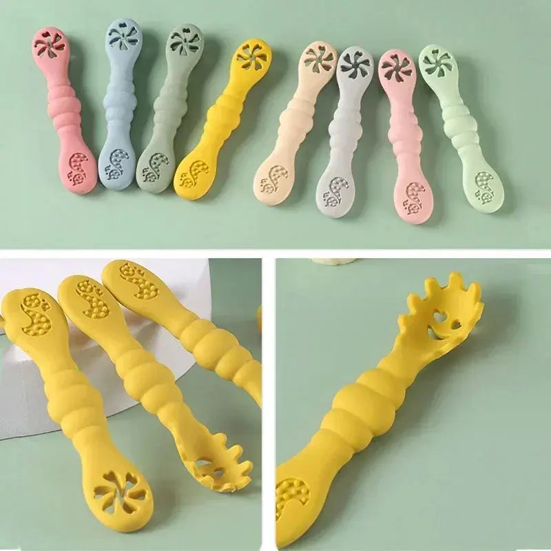 3PCS Silicone Spoon Fork For Baby Utensils Set Feeding Food Toddler Learn To Eat Training Soft Fork Cutlery Children's Tableware Nova Trendz