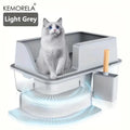 Extra Large 20L Stainless Steel Cat Litter Box With Stair Foot Pad Splash-Proof Easy To Clean Odorless Toilet Cat Litter Box Nova Trendz