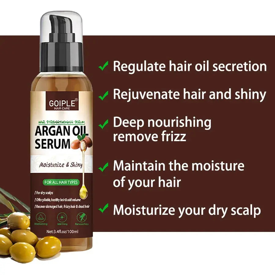 100ml Argan Oil Hair Serum Moisturizing Shiny Remove Frizz Conditioner Repair Damaged Hair and Restore Hairs Gloss Essential oil Nova Trendz