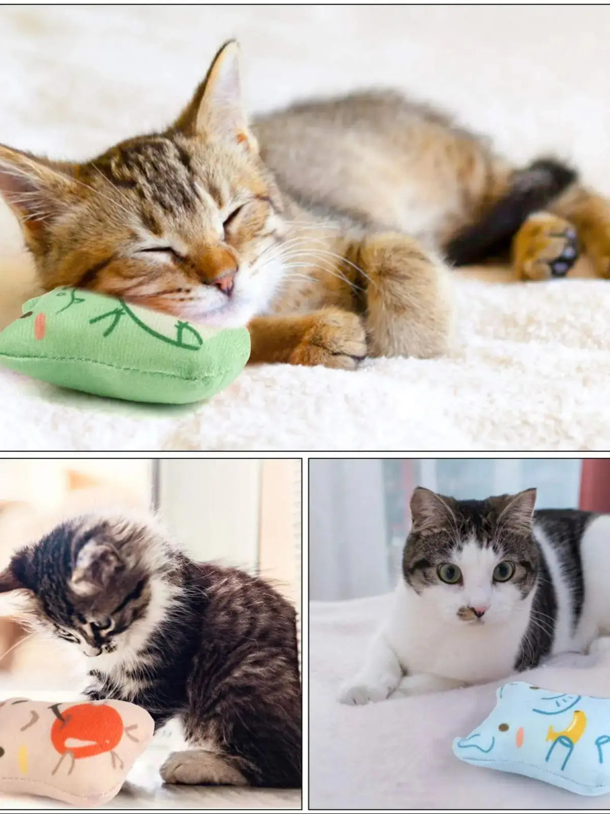 Dorakitten Catnip Toys for Indoor Cats - 5PCS Plush Cat Chew Toys Teething Interactive Catnip Filled Kitten Toy Soft Pet Toy