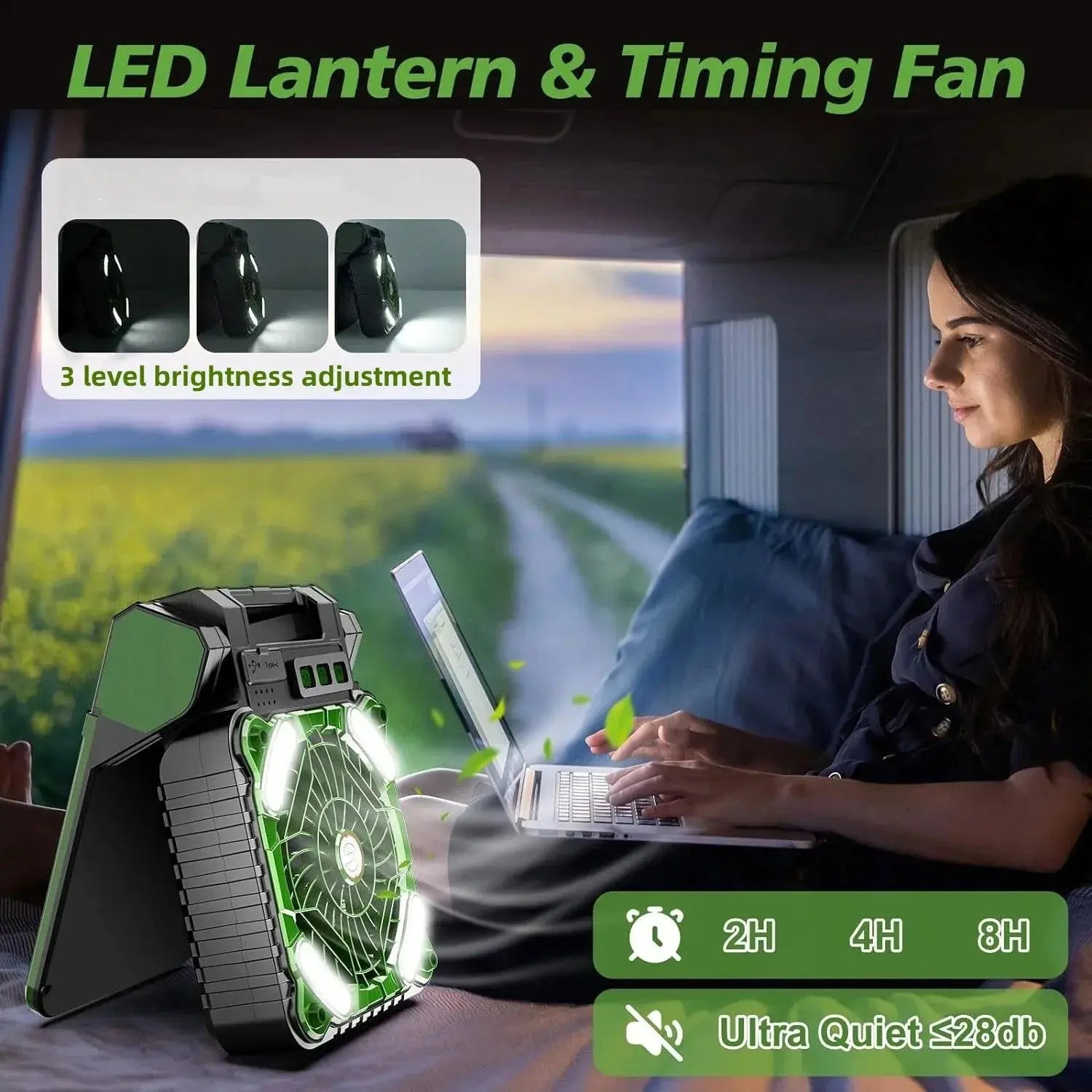 Portable Solar Fans 7800mAh LED Lantern Rechargeable Solar Powered Camping Fan 4 Speeds Powerful Wind 90° Folding Ventilador Nova Trendz