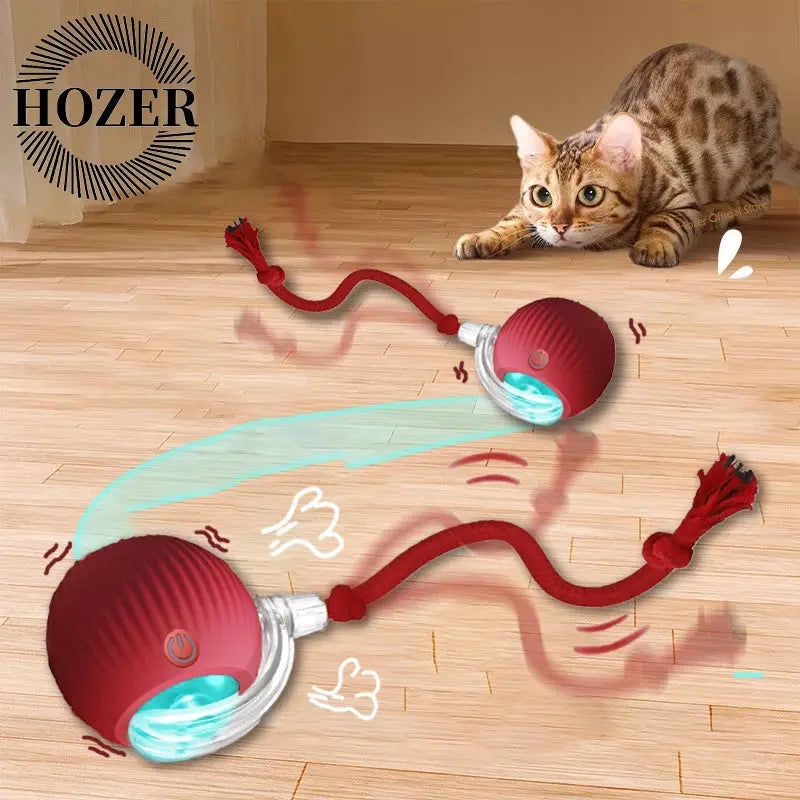 Cat Interactive Ball Toys Automatic Rolling Ball Faux Tail Rechargeable Smart Pet Electric Toy Dog Cat Training Imitate Mouse - Nova Trendz