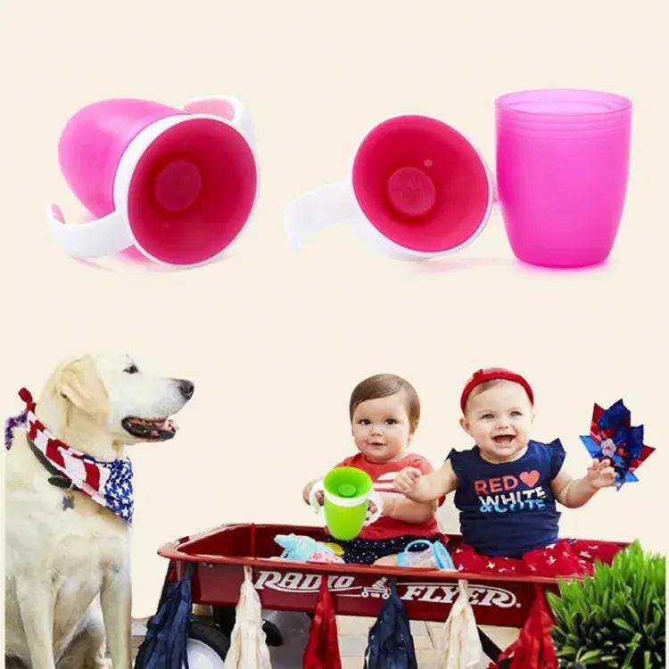 360 Degrees Can Be Rotated Baby Learning Drinking Cup with Double Handle Flip Lid Leakproof Silicone Infants Water Cups Bottle Nova Trendz