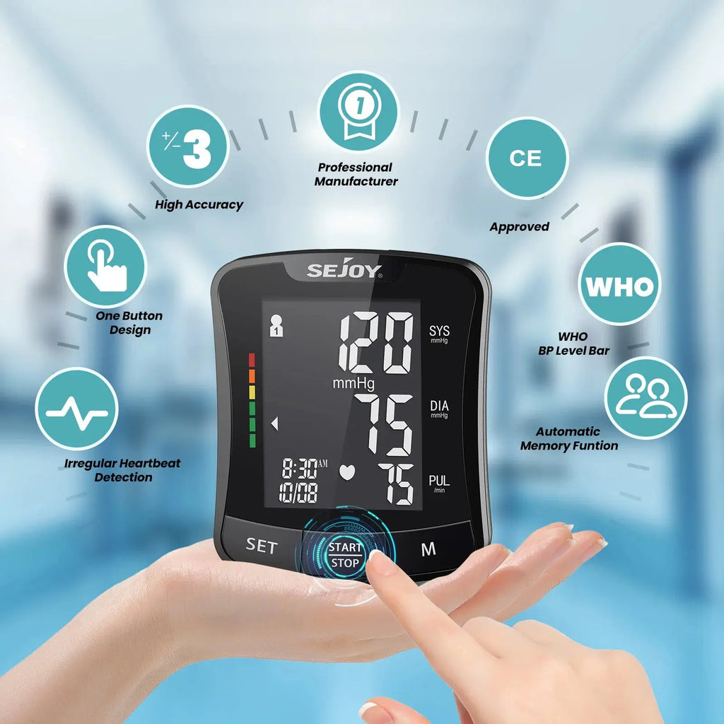 SEJOY Electronic Blood Pressure Monitor Wrist Cuff Tonometer Digital Sphygmomanometer Electronic BP Monitors Blood Meter Nova Trendz