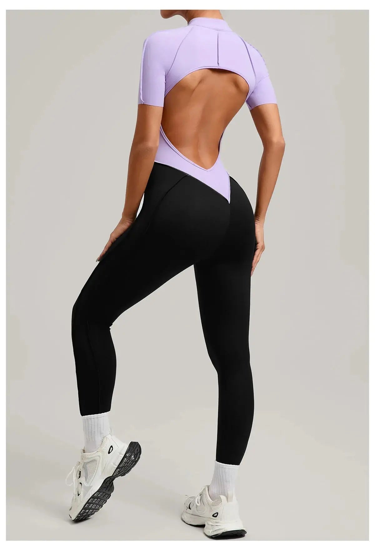 Yoga Bodysuit Short Sleeves Women's Tracksuits Gym Zipper Jumpsuits Sports Workout High-intensity Fitness One-piece Tights Suit - Nova Trendz