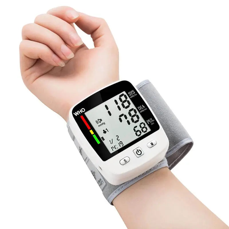 Digital Blood Pressure Monitor Wrist Tensiometer Electronic Sphygmomanometer  Tonometer with LCD, 2 X 90 Memory Rechargeable Nova Trendz