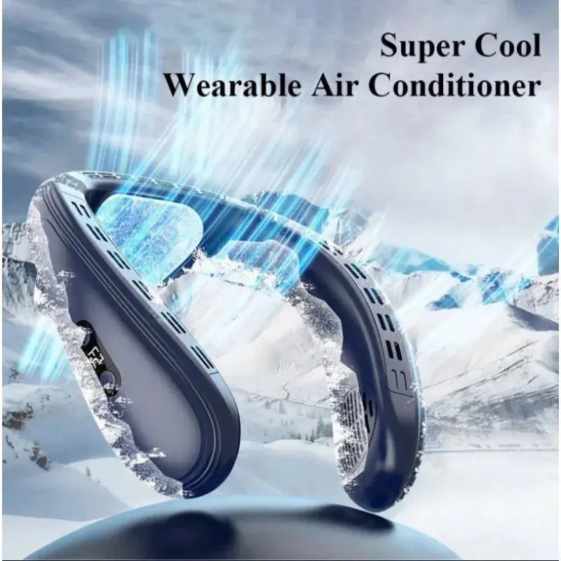 New Neck Air Conditioner Portable Neck Fan Rechargeable Semiconductor Cooling Bladeless Fan Outdoor Personal Fan Wearable Cooler Nova Trendz