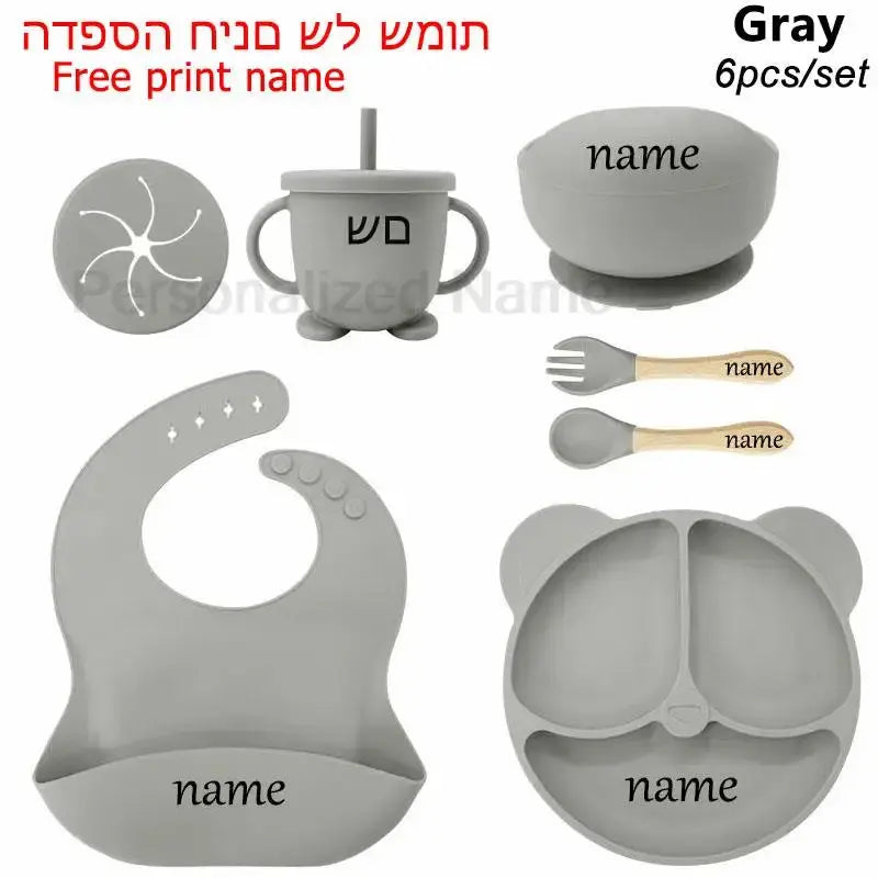 Personalized Name Tableware For Kids Silicone Suction Cup Plate Bowl Baby Feeding Set Children Dinner Dishes Bowl Spoon Cup Nova Trendz