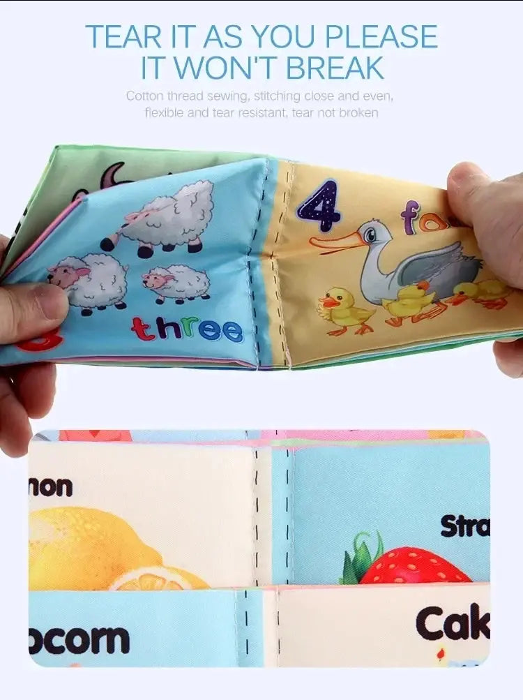 Baby Cloth Books Enlightenment Early Educational Toys Kids Fruits Animal Numbers Food Cognitive Book for Toddlers 12-72 Month Nova Trendz