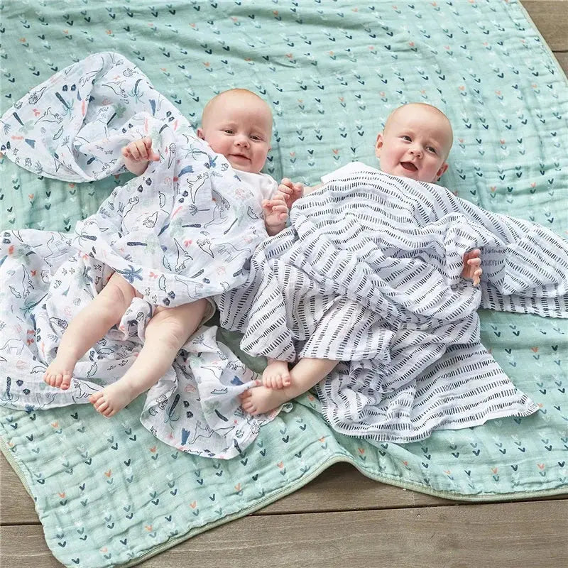 110cm Baby Swaddle Blanket Dual Layers  Blankets For Boys Girls Organic Cotton Soft Newborn Swaddle Wrap Burping Clothes - Nova Trendz