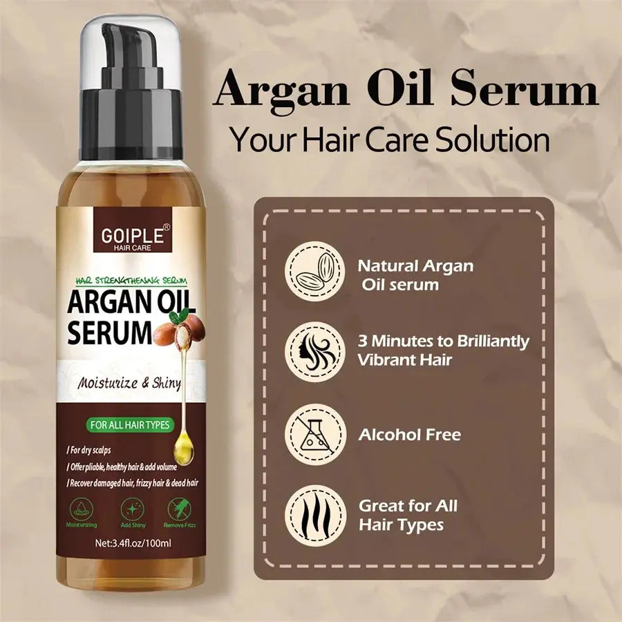 100ml Argan Oil Hair Serum Moisturizing Shiny Remove Frizz Conditioner Repair Damaged Hair and Restore Hairs Gloss Essential oil Nova Trendz