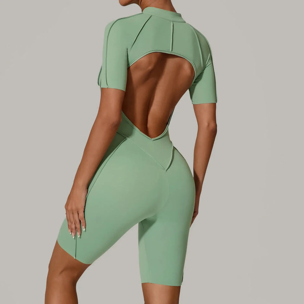 New Seamless Yoga Jumpsuits Sports Fitness Hip-lifting Backless Skinny Zipper One-Piece Workout Clothing Gym Bodysuit for Women - Nova Trendz