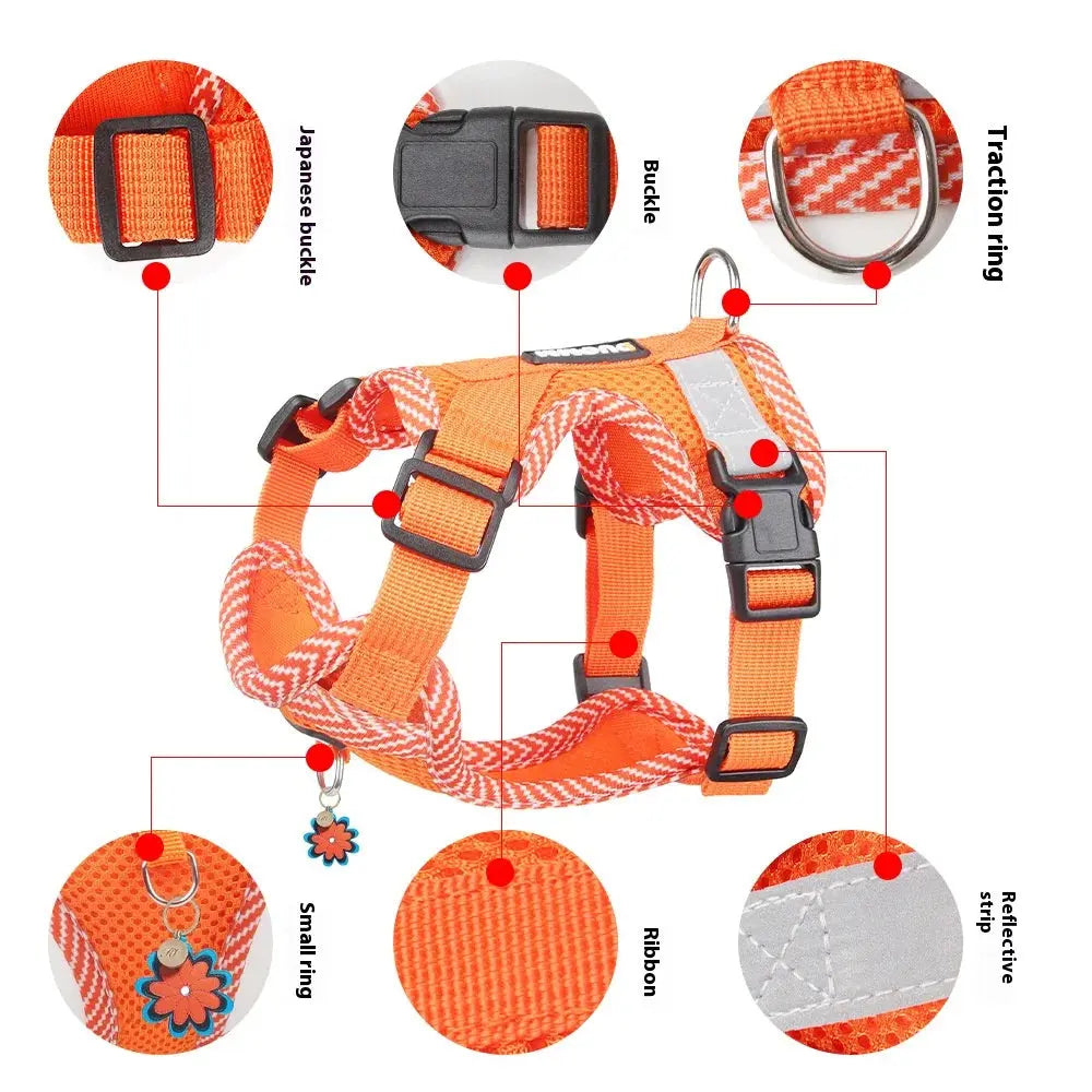 New Breathable Reflective Dog Harness Vest Easy To Wear Comfortable Adjustable Pet Harness for Small Medium Dogs - Nova Trendz