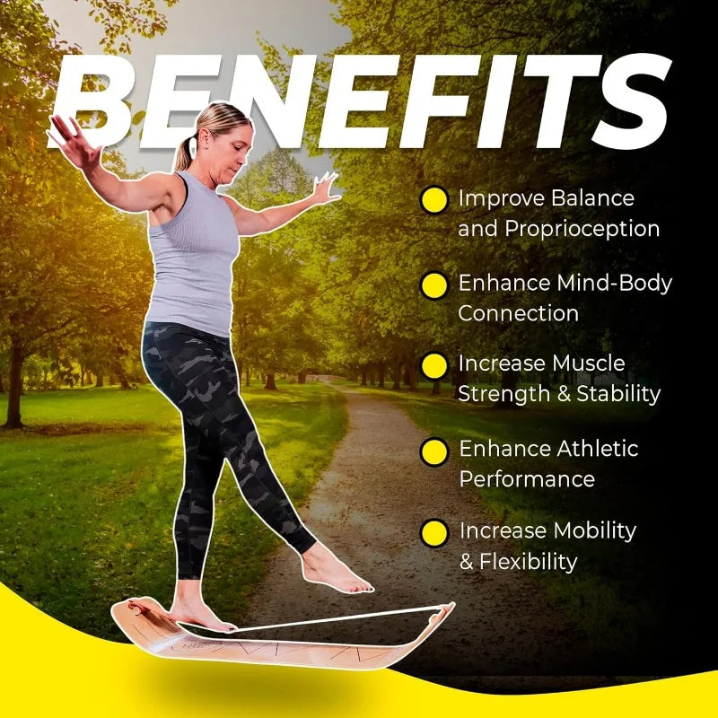 GIBBON GiBoard Balance Board -Slackline Workout Equipment Home Gym Training-Wooden Wobble Board Balance Trainer