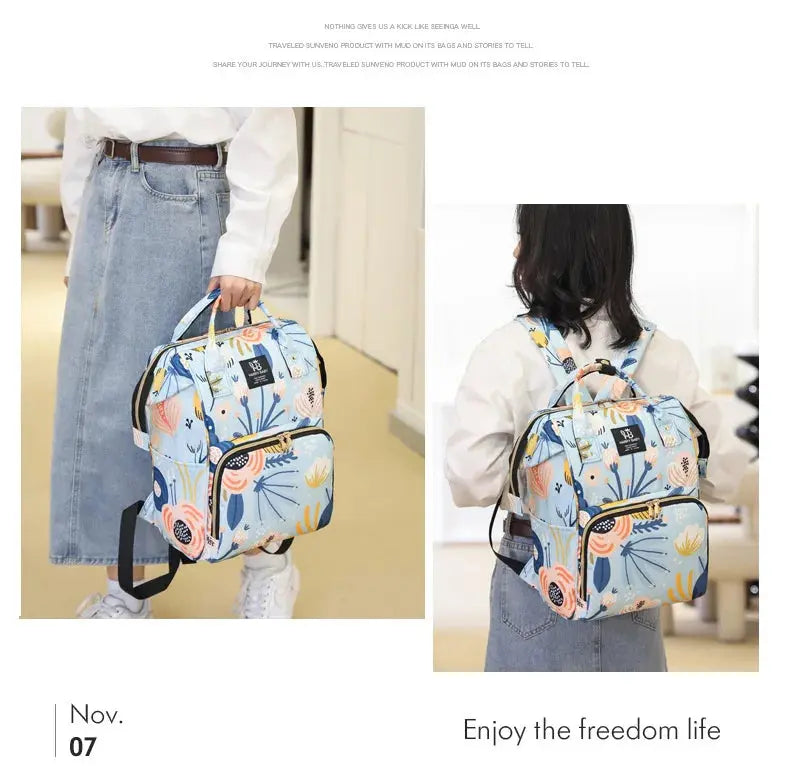 Fashion Print Nappy Backpack Bag Mummy Large Capacity Bag Mom Baby Multi-function Outdoor Travel Diaper Bags for Baby Care Stuff Nova Trendz