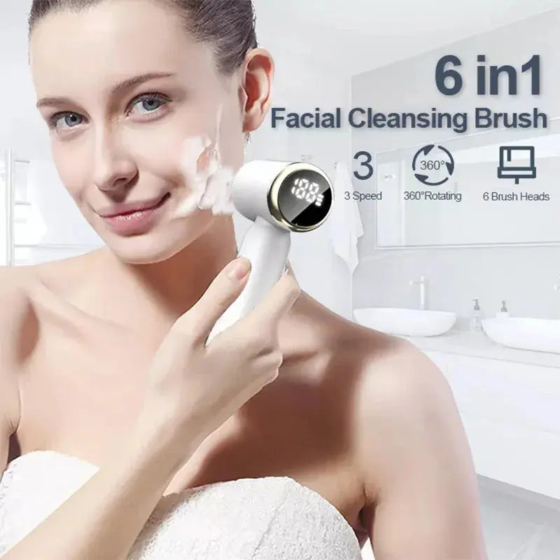 Six-In-One Cleansing Brush Face Wash Brush Clean Pores Exfoliating Silicone Facial Deep Pore Skin Care Scrub Cleanser Tool Nova Trendz