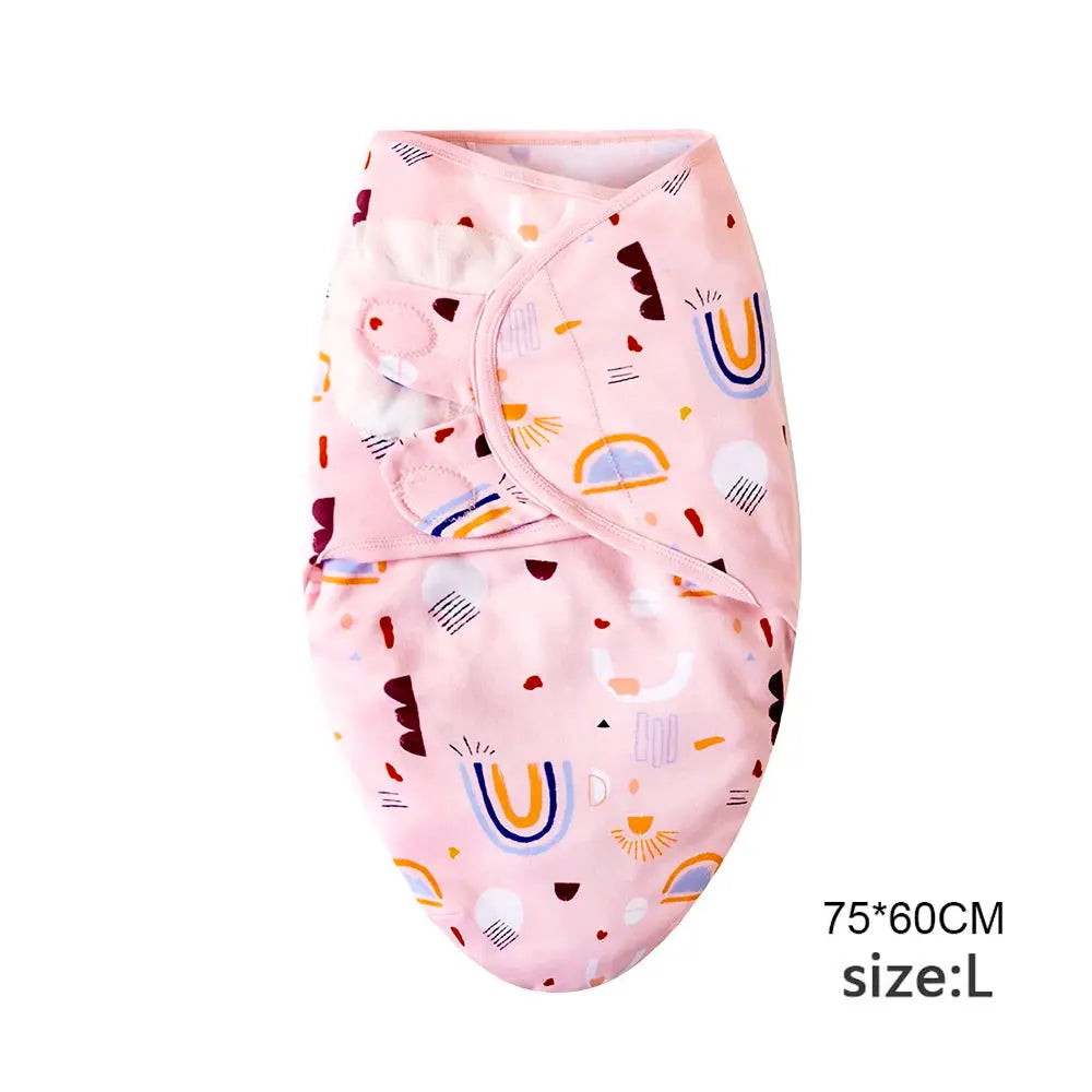 Baby Blanket Hat Set Cartoon Printed Cotton Newborn Swaddle Adjustable Infant Sleeping Swaddle Wraps All Seasons 0-6 Months - Nova Trendz