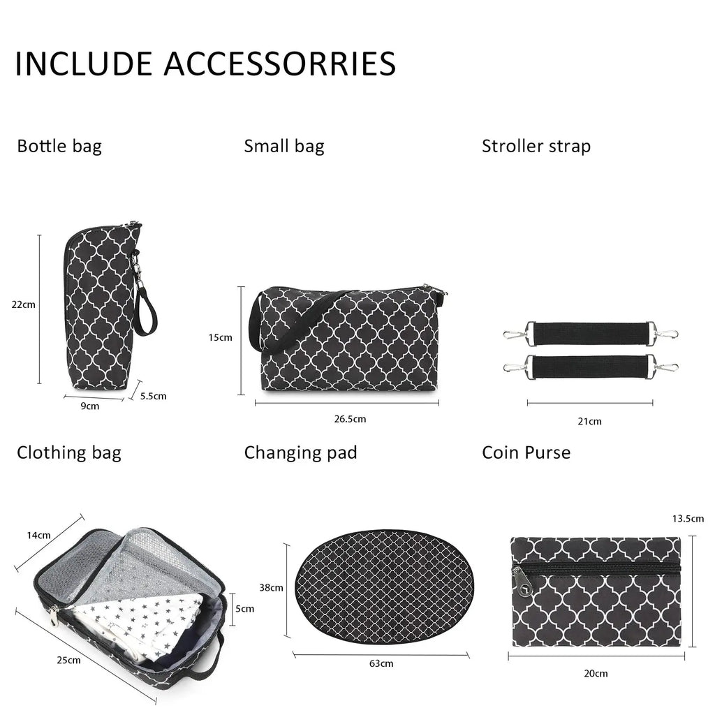 7pcs Nappy Changing Bag Set,Multifunction Mummy Tote Bag Baby Changing Bag Shoulder Handbag Travel Diaper Bag Nova Trendz