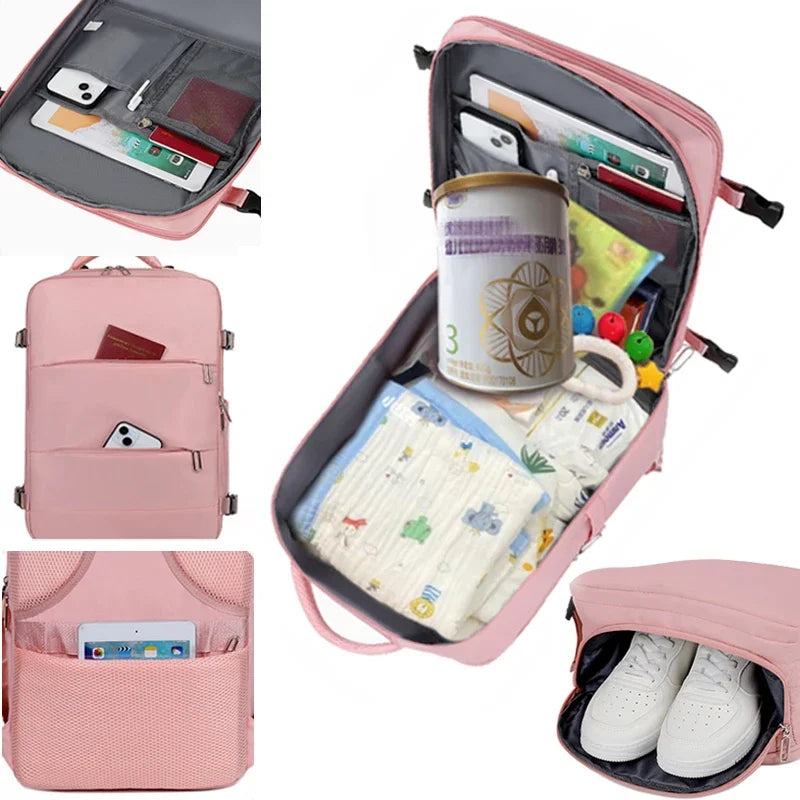 Mummy Bag Nappy Backpack Large Capacity Multifunction Cabin Bag with Shoe Storage Multilayer Separation Waterproof Diaper Bags