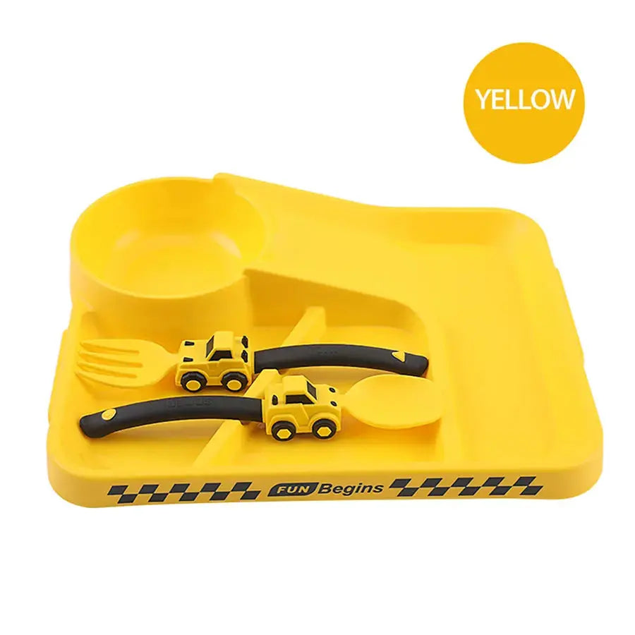 Children's Feeding Dish Set of Dishes for Baby Stuff Suction Cup Plate Aesthetic Tableware for Kids Plates Utensils Dinner Kit Nova Trendz
