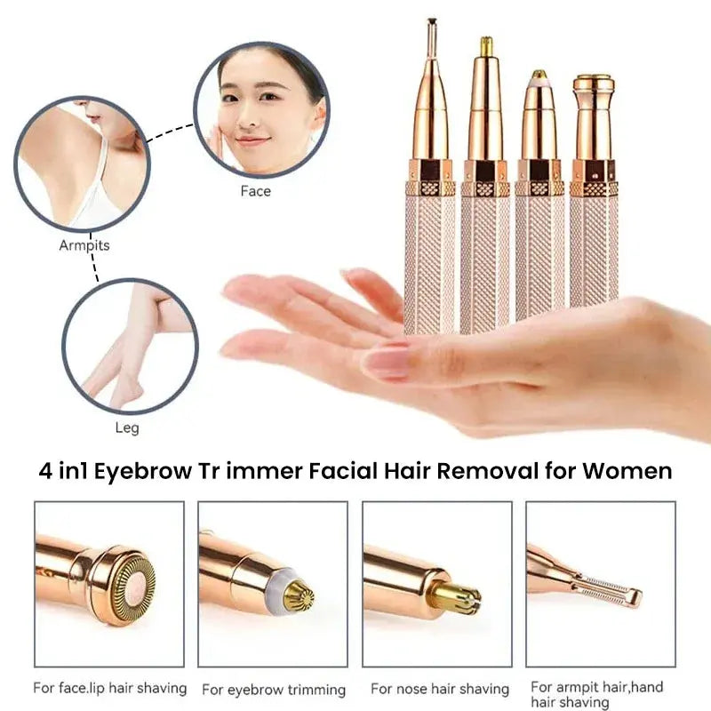 4 In1 Electric Full Body Epilator Facial Shaver for Women Painless Eyebrow Nose Leg Armpit Hair Epilator Bikini Trimmer Portable Nova Trendz