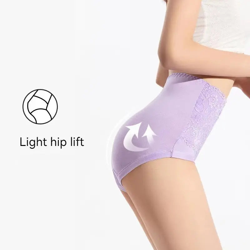 1-4PC Lace Solid Color Oversized Comfortable Maternity Underwear Soft Comfortable Breathable High Waisted Women's Triangle Pants Nova Trendz