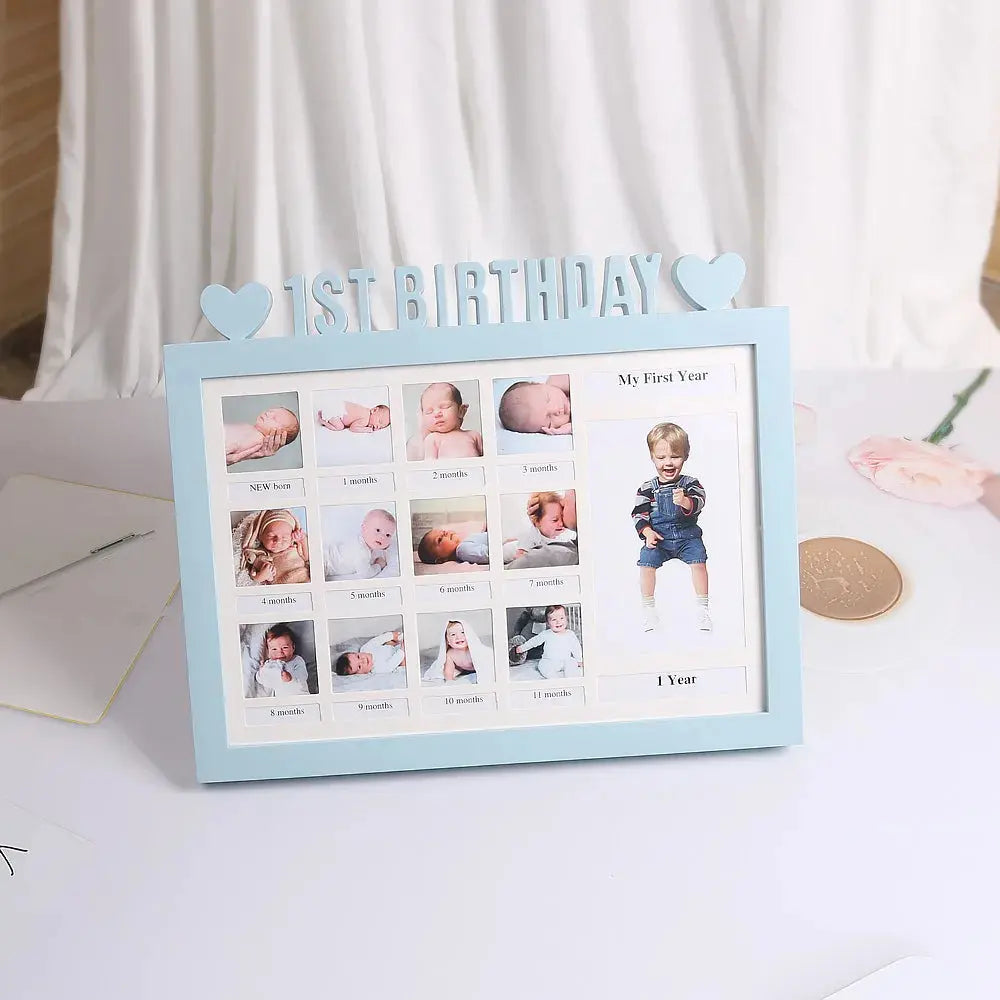 Ylsteed Baby 1ST BIRTHDAY Photo Frame Newborn 12 Month Growth Record Heart Shaped Photo Frame Infant Keepsakes Picture Album Nova Trendz