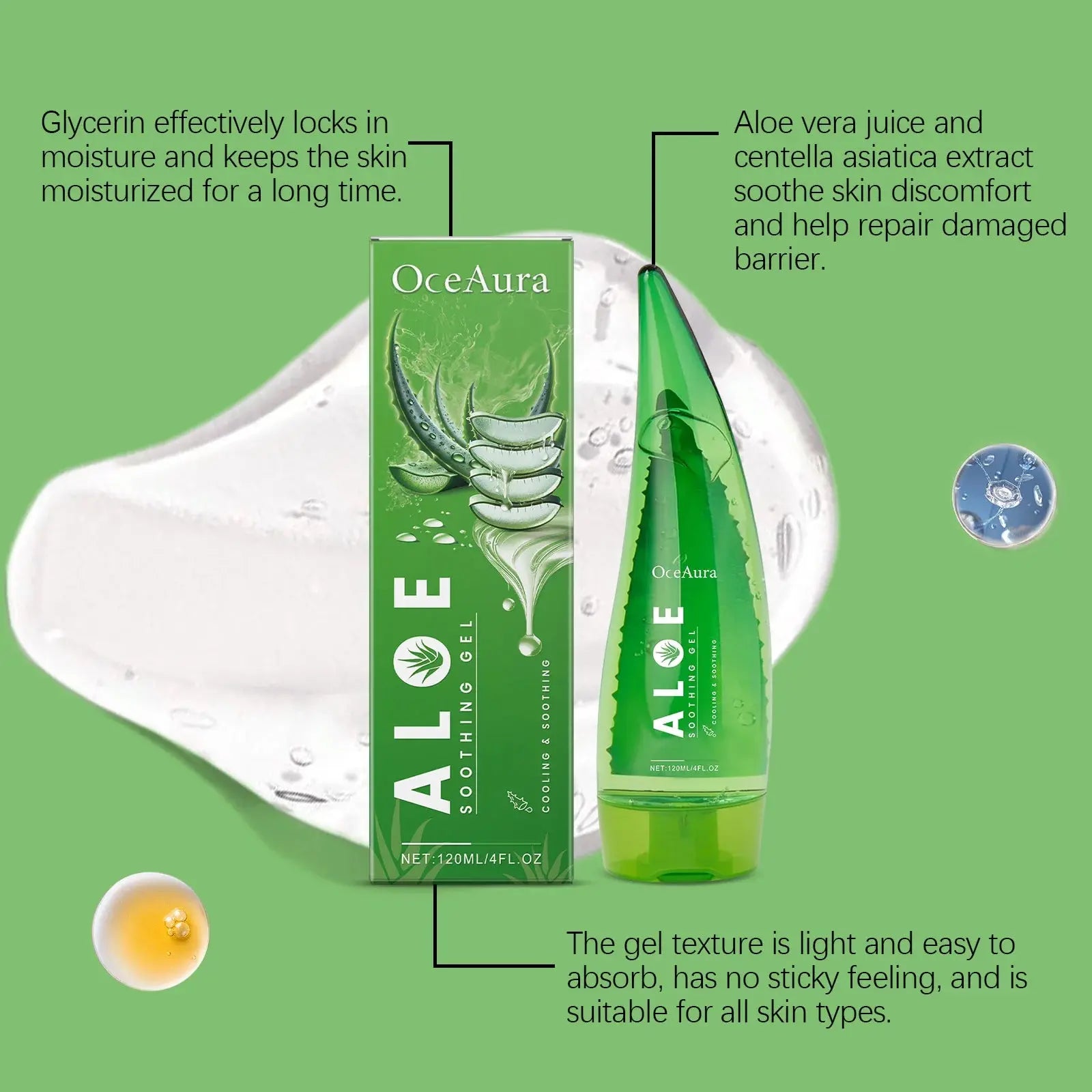 120ml Natural Organic Aloe Vera Gel Skin Lightening Moisturizing Tone Acne-removing Aloe Vera Gel After-sun Moisturizing Cream Nova Trendz