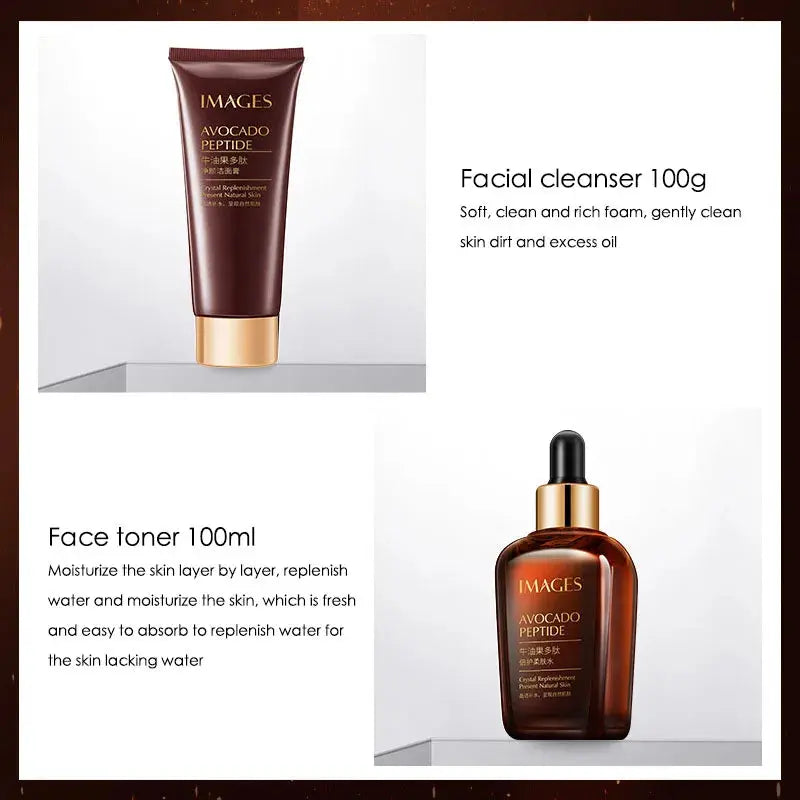 5pcs/Set IMAGES Avocado Skin Care Sets Facial Moisturizing Face Cream Serum Facial Cleanser Eye Cream Skin Care Products Nova Trendz
