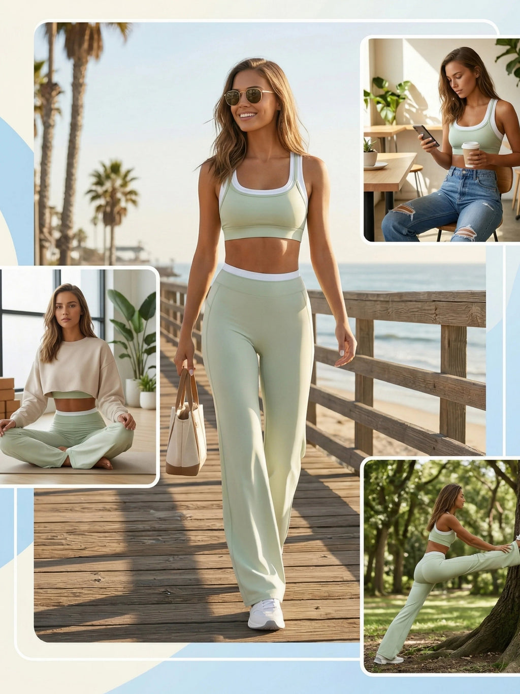 Airila Women's Yoga Set 2 Pcs Sportswear Color Blocked Tracksuit High Waist Flare Crop Top Athletic Gym & Daily Fitness Nova Trendz