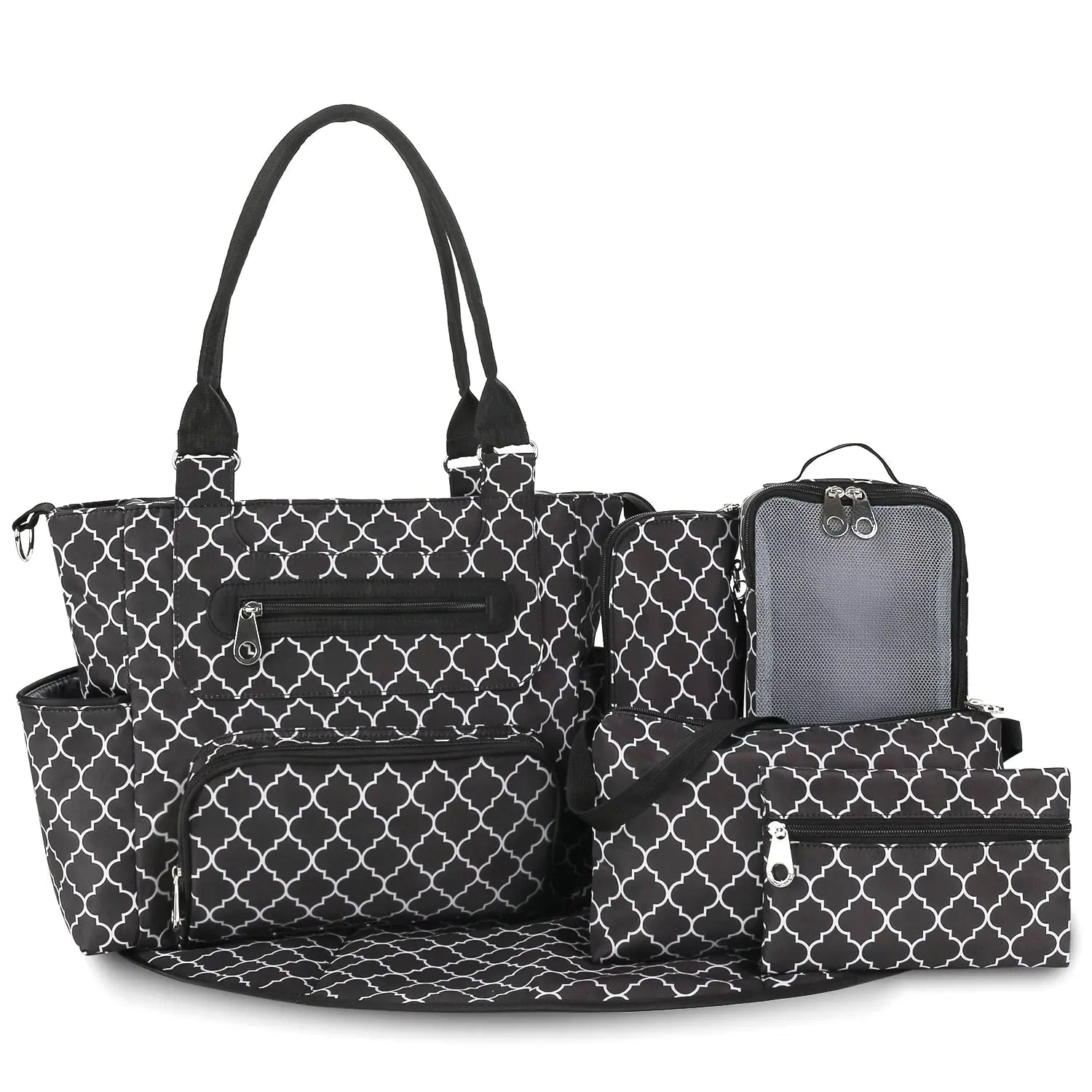 7pcs Nappy Changing Bag Set,Multifunction Mummy Tote Bag Baby Changing Bag Shoulder Handbag Travel Diaper Bag Nova Trendz