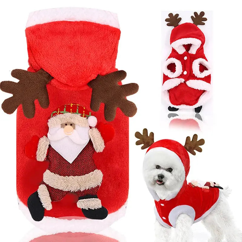 Christmas Dog Clothes for Small Medium Dogs Pet Costume Chihuahua Pets Hoodies Warm New Year Dog Clothing Yorkshire - Nova Trendz