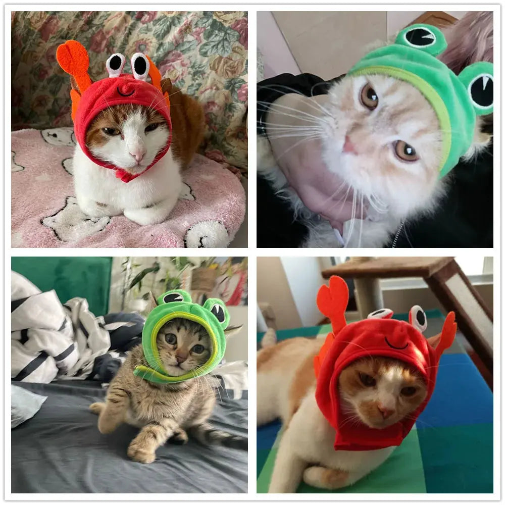 Halloween Easter Pet Costume Novelty Crab Lobster Frog Hat for Cat Puppy Hat Dog Cap Soft Headgear for Birthday Party Photo Prop - Nova Trendz