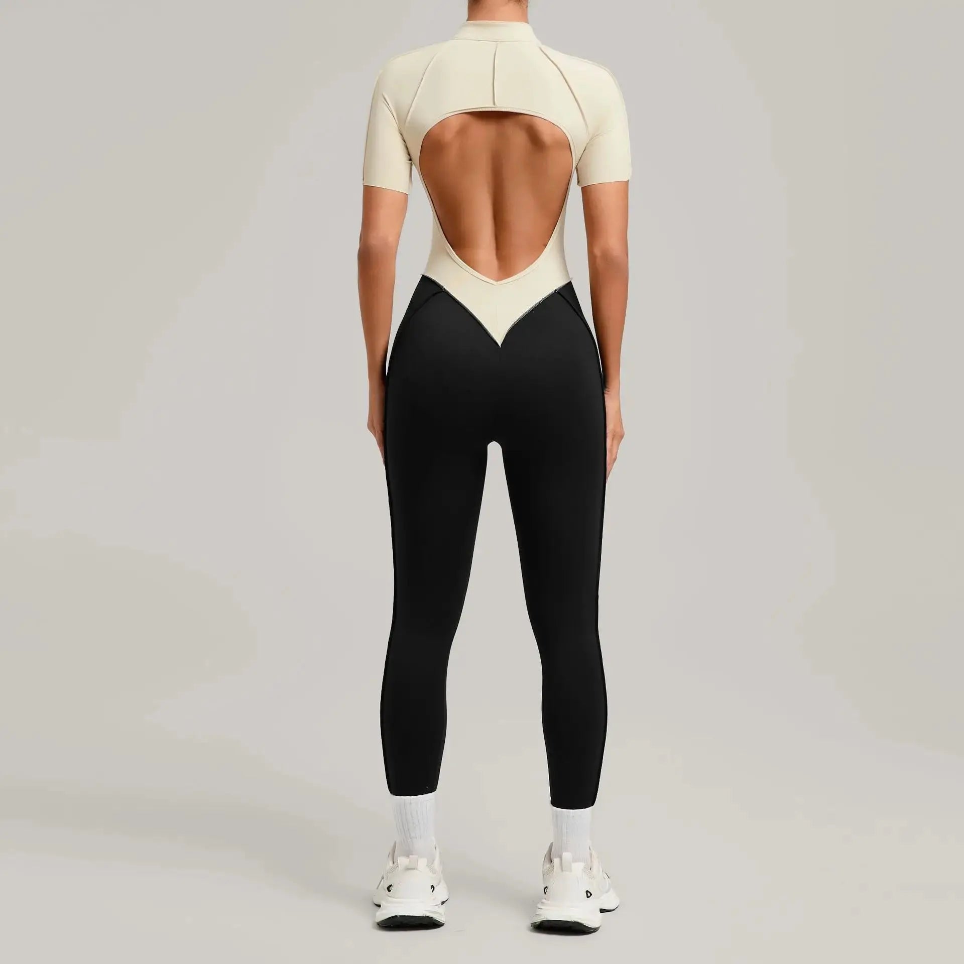 Yoga Bodysuit Short Sleeves Women's Tracksuits Gym Zipper Jumpsuits Sports Workout High-intensity Fitness One-piece Tights Suit - Nova Trendz