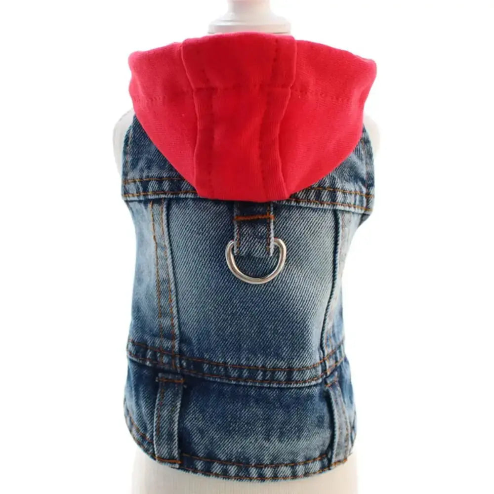 Denim Dog Jean Jacket Vest with D-Ring Cool Spring Dog Hoodies Breathable Lightweight Puppy Harness Coat For Small Medium Dogs - Nova Trendz