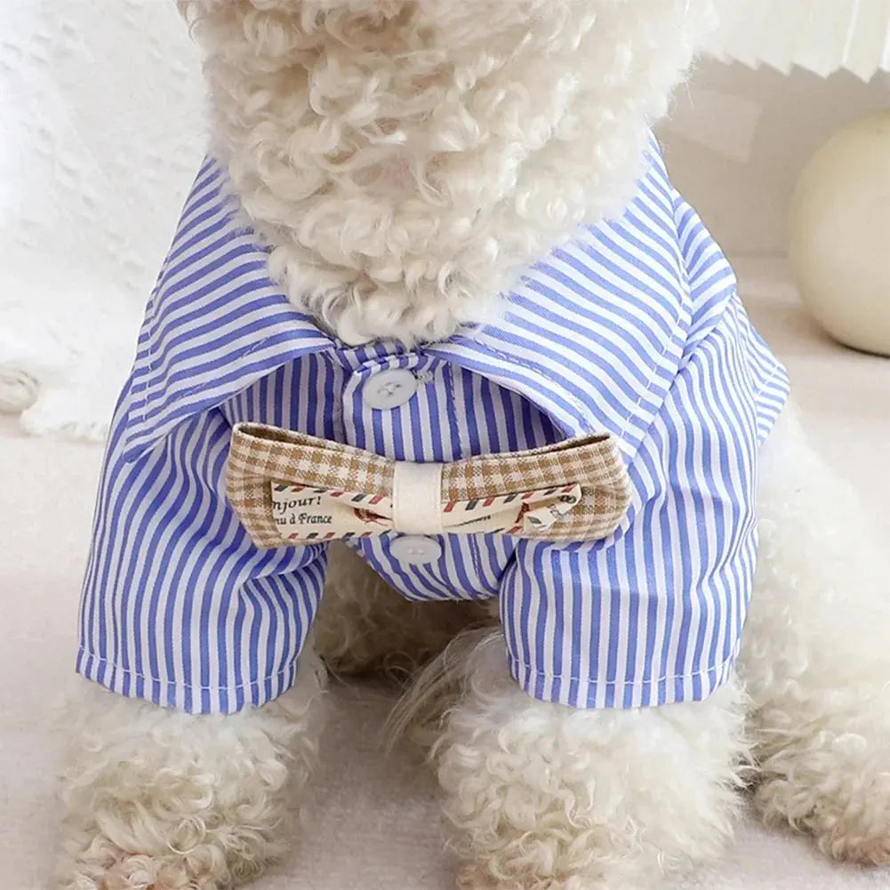 Fashion Pet Dog Clothes Bowknot Striped Shirts for Cat Dogs Cosplay Clothing Thin Summer Pet Costume Chihuahua Pet Supplies Nova Trendz