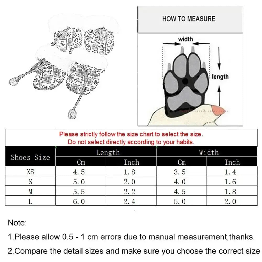 4pcs/set Durable Waterproof Winter Pet Dog Shoes Anti-slip Thick Pet Footwear Puppy Dogs Socks Booties - Nova Trendz