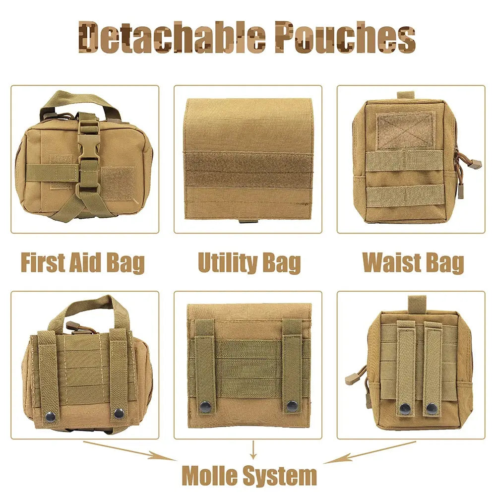 Tactical Large Dog Harness with Pouches Pet Vest Military Harnesses with Handle No-Pull Service Dogs Walking Training Hiking - Nova Trendz