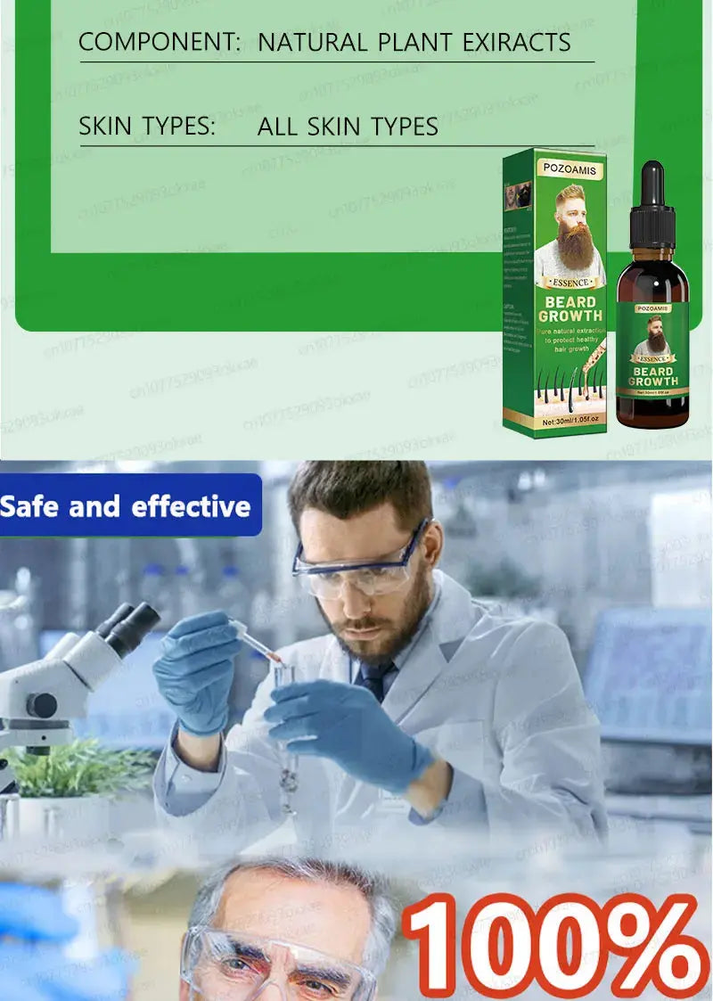 The most effective beard growth essence in 2025, grow a thick beard in 7 days. Chest hair, leg hair, beard and hair growth Nova Trendz