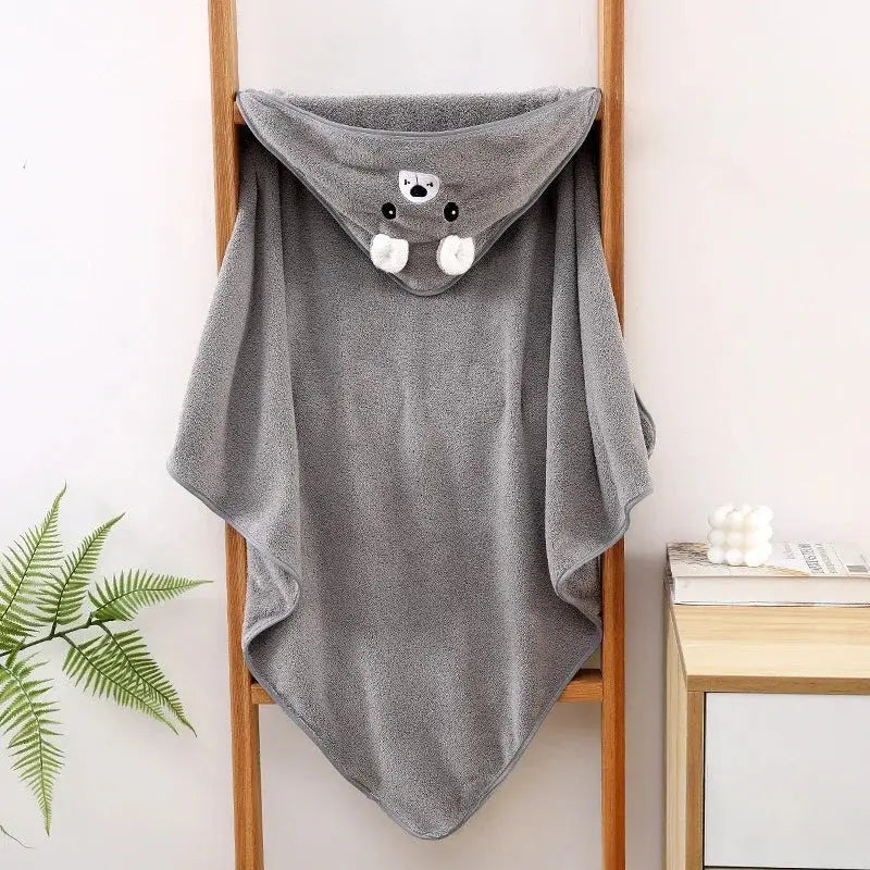 Hooded Coral Velvet Baby Bath Towel Cartoon Baby Elephant Wrap Blanket Super Absorbent Warm Bathrobe Newborn Baby Bath Towel Nova Trendz